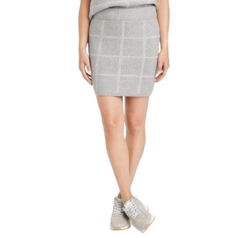 A New Day Women's Gray Plaid Knit Mini Skirt XL Recycled Polyester Blend size XL